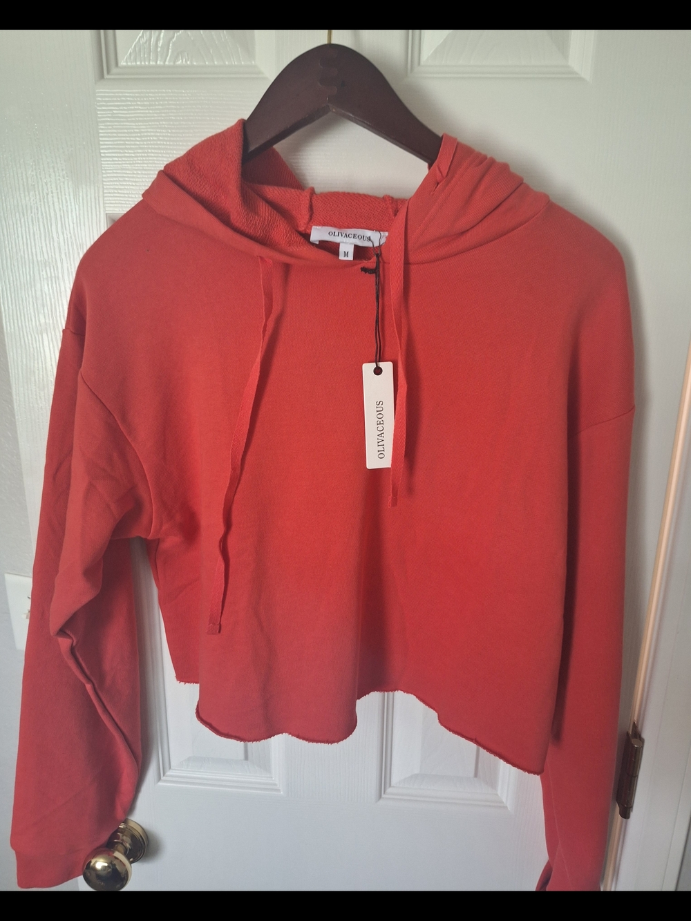 Olivaceous Coral Cropped Hoodie